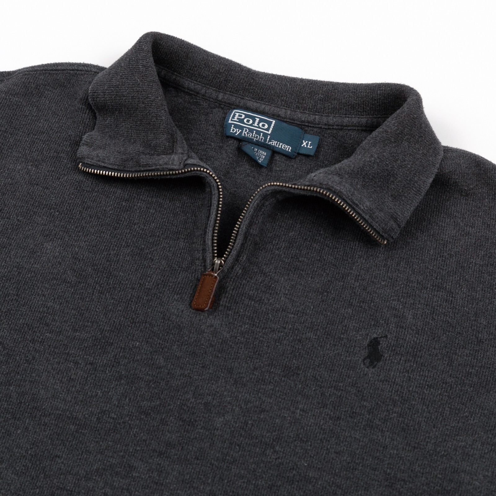 Polo Ralph Lauren Vintage Charcoal Gray Quarter Zip 1… Gem