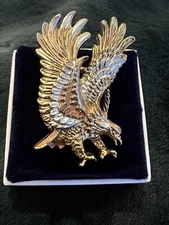 Eagle Bird in Flight gold & silver tone Vintage scarf holder/slider jewelry 