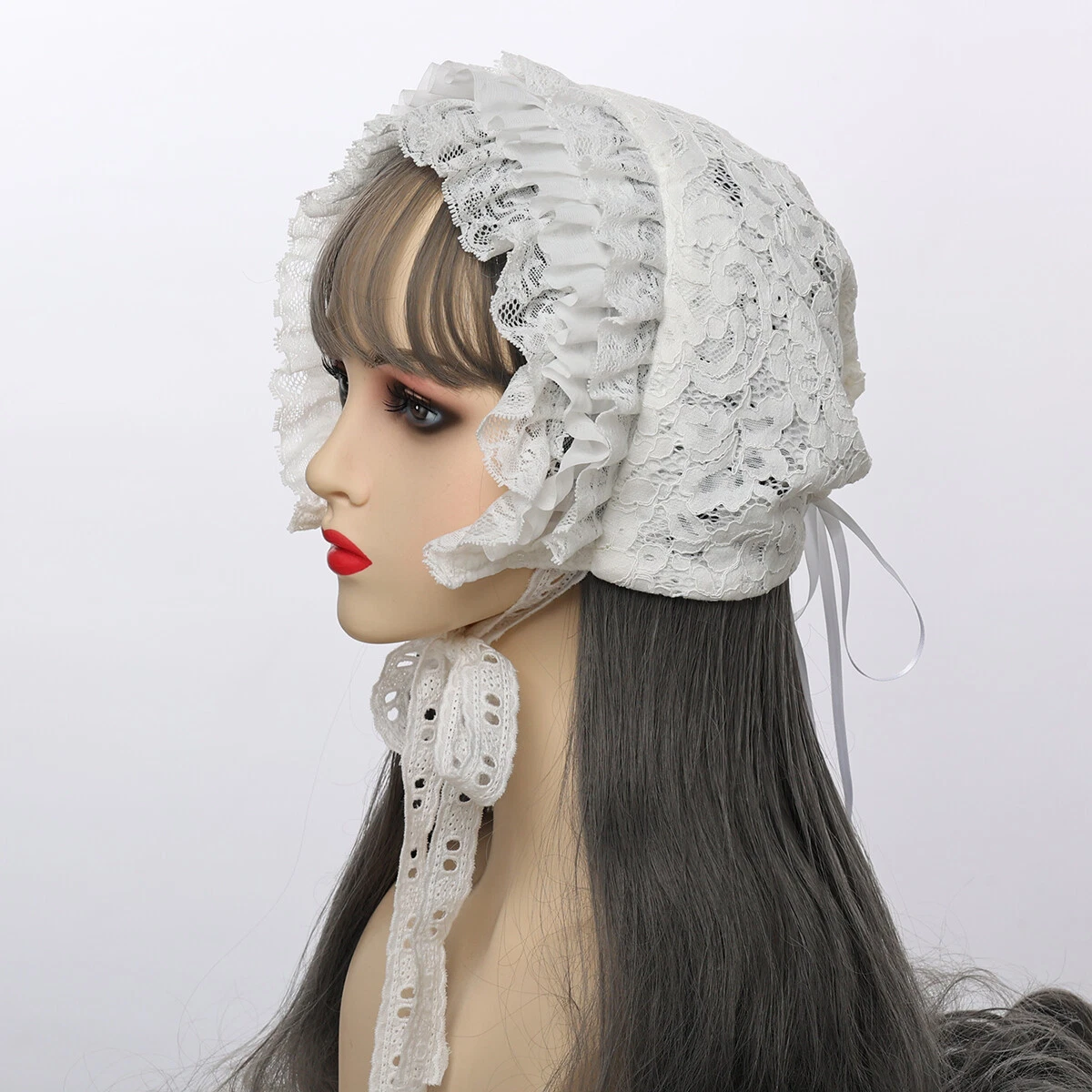 White lace bonnet sales