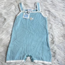 NWT Janie and Jack Boys fish Blue Overall coverall romper Shorts 3-6 Months