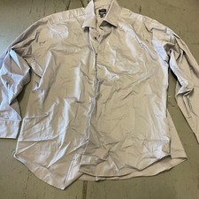 Arrow Mens Gray Fitted Long Sleeve Dress Shirt Size 18 34-35