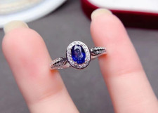 Natural Ceylon Eye Clean Blue Sapphire 925 Silver Handmade Women Wedding Ring