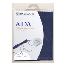Cross Stitch Aida Cloth 14 Count Zweigart Navy 48x36cm Fabric