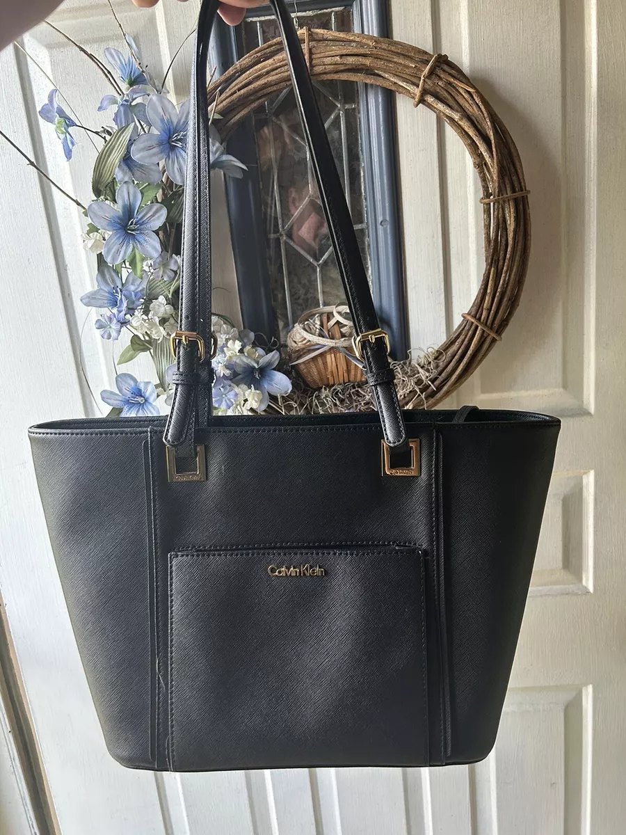 Calvin Klein Black Gold Purse Shoulder Bag Tote