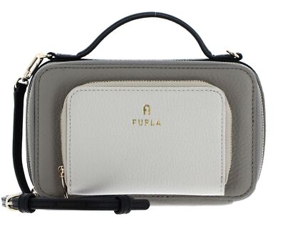 FURLA Camelia Mini Crossbody Umhängetasche Marmo c + Marshmallow + Nero Neu