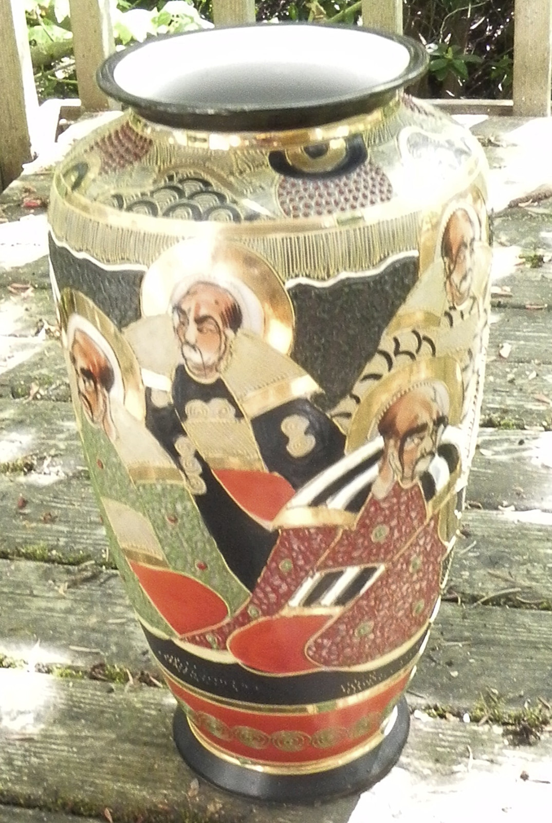 ANTIQUE JAPANESE SATSUMA IMMORTALS VASE. MEIJI. 12" HIGH. eBay