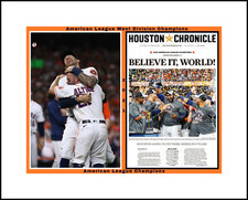 HOUSTON ASTROS WIN 2021 ALCS MATTED PIC OF NEWSPAPER FRONT PAGE @ CELEBRATION #2