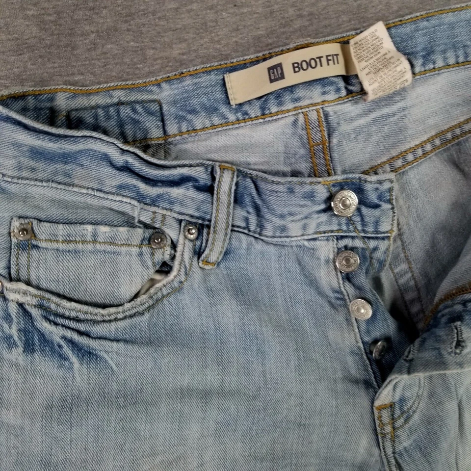 Vintage Gap 29x30 Boot Fit Blue Jeans Soft Broken In Denim Button Fly Retro 90s - Image 4 of 4