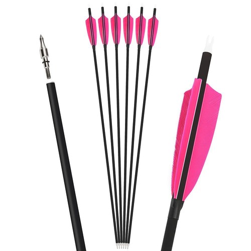Archery Carbon Arrows SP500 4'' Turkey Feather Screw Broadheads Bow Hunting - Picture 10 of 26