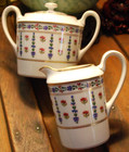 LARGE Vintage Towle Royal Limoges LANGEAIS Creamer & Sugar Bowl W Lid Set / Gold