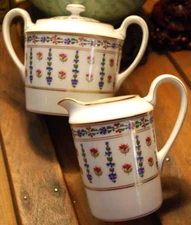 LARGE Vintage Towle Royal Limoges LANGEAIS Creamer & Sugar Bowl W Lid Set / Gold