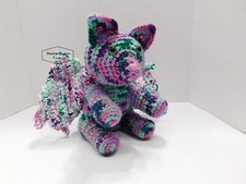 Crochet Dragon Cat Colorful Stuffed Winged Kitten Plushie Pink, Purple, Teal
