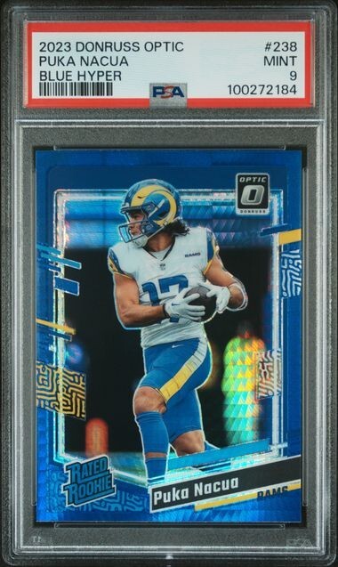 2023 PANINI DONRUSS OPTIC BLUE HYPER #238 PUKA NACUA ROOKIE RC PSA 9