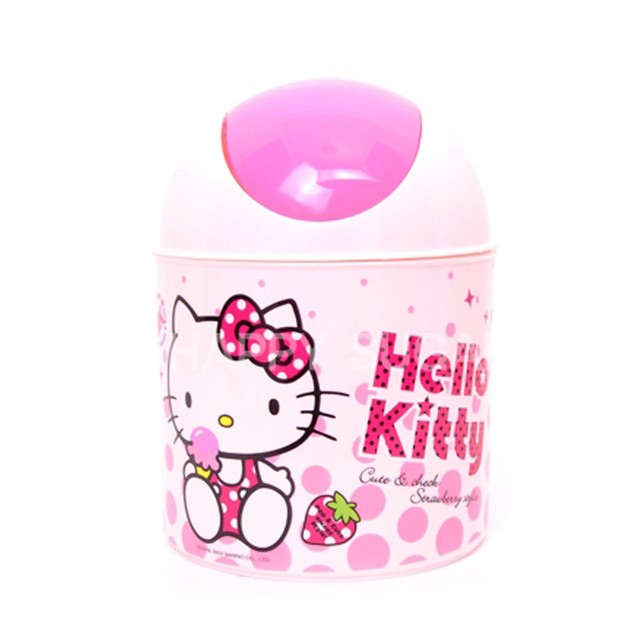 Hello Kitty Face Mini Trash Basket Garbage Can Plastic Bin Desktop