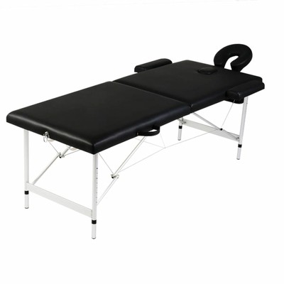 Massagetisch mit Aluminiumrahmen, faltbar 2 Zonen Schwarz E4M3