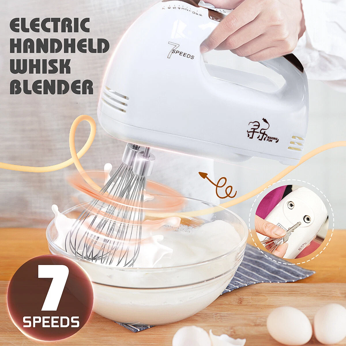 7 Speed Electric Hand Held Mixer Electronic Handheld Whisk Food Blender Egg Cake
Opens in a new wind