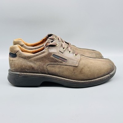 Ecco Shoes Mens 10.5 Brown Leather Light Shock Point Casual Lace Up Walking