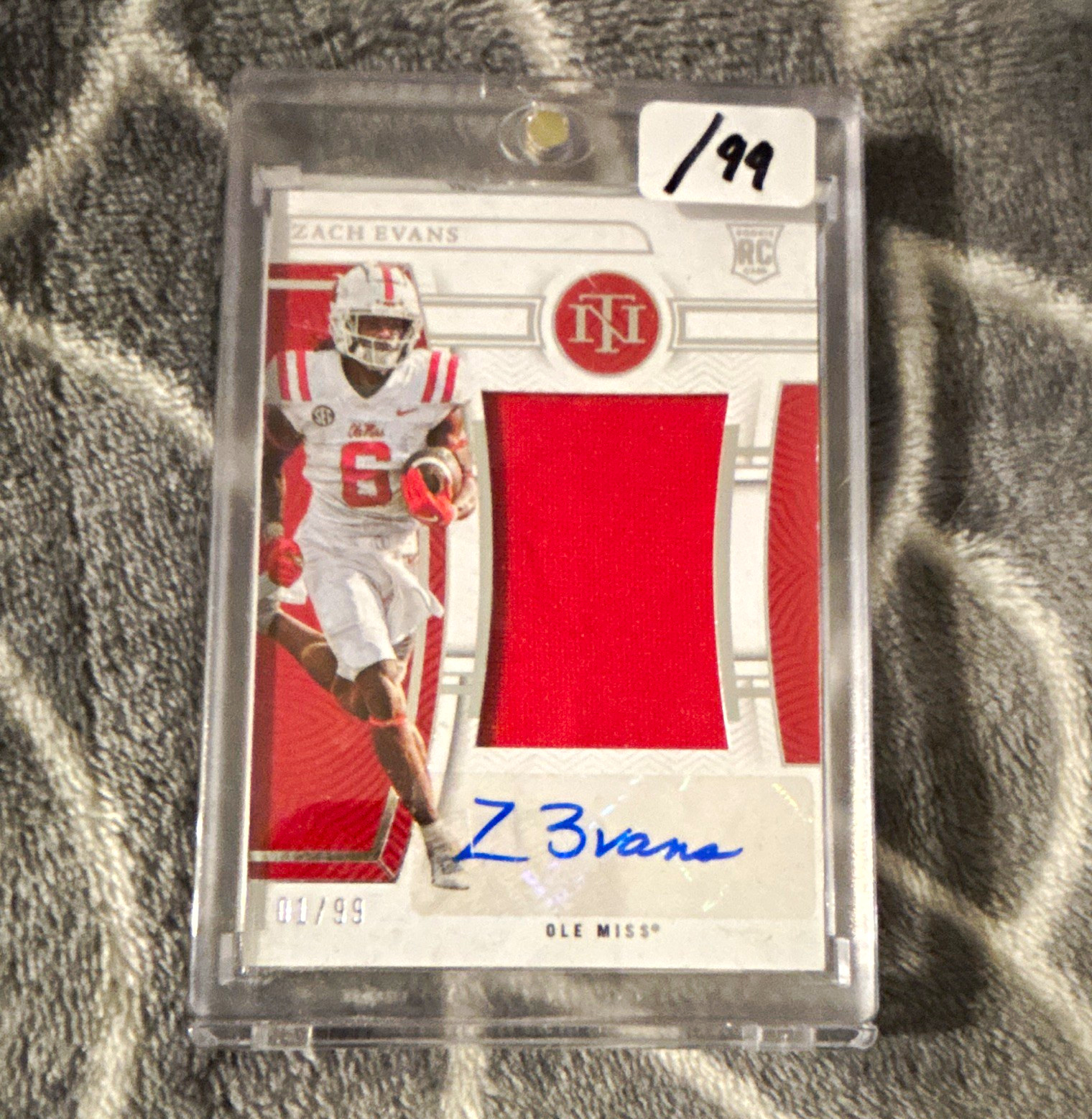 Panini 2023 NT Collegiate Zach Evans Ole Miss CMS-ZAE RC Auto Mem /99