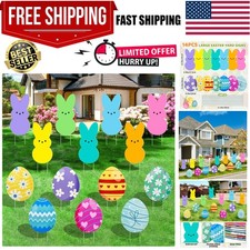 14pcs Easter Yard Signs Outdoor Decorations, Waterproof Bunny Eggs with Stake...