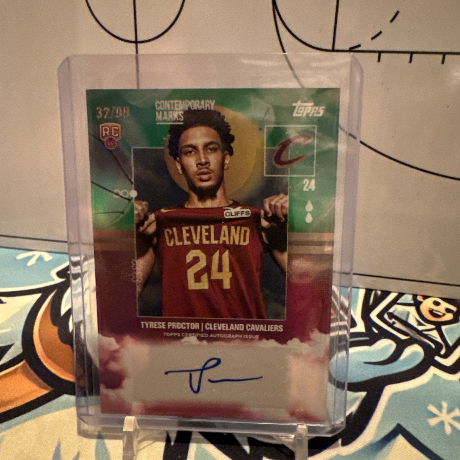 2025-26 Topps Tyrese Proctor Contemporary Marks Green Rookie Auto 32/99 CAVS