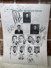 2001-2002 Springfield Falcons AHL Hockey Select Autographed Team Roster