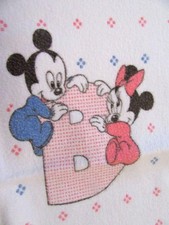 Vintage 1984 Dundee ABC Walt Disney Baby Crib Blanket w 2" Satin Binding 36x54