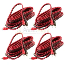 4 Pack DS18 12' 2 Channel Shielded Twisted Premium Audio Interconnect RCA Cables