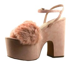 Sandali alla caviglia Topshop Lash donna UK4 e 5 rosa soffici tacco alto plateau