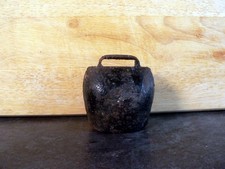 Vintage Black Painted Cast Iron Cow Bell & Cast Iron Clapper