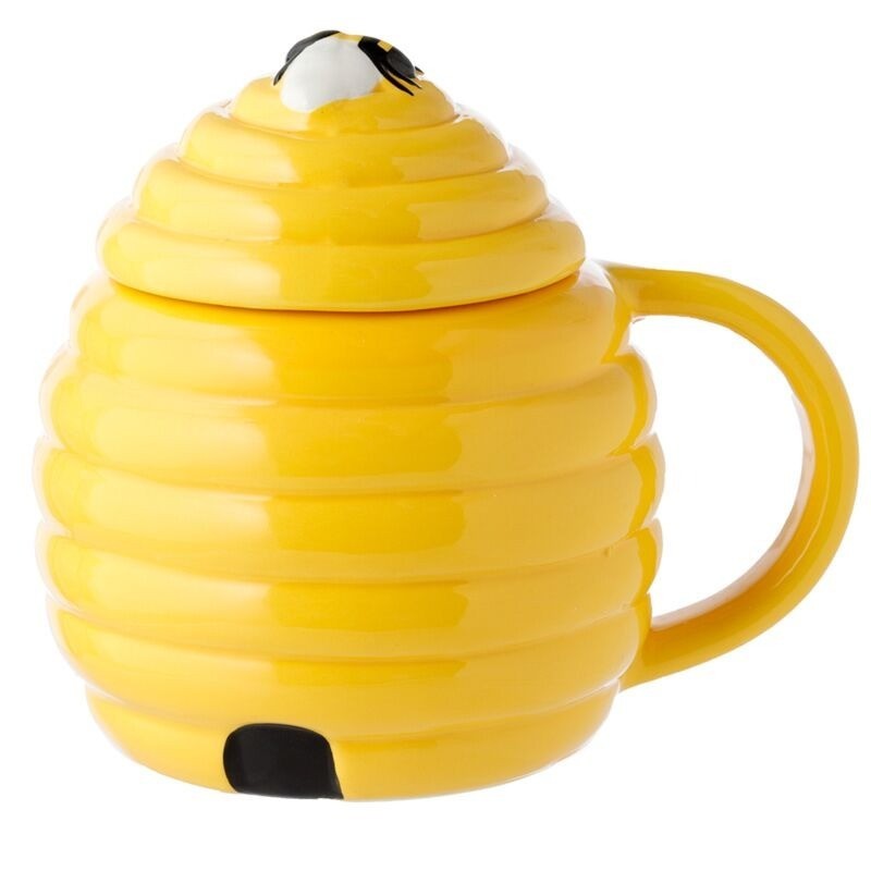 Tradional Bee Hive Mug with Lid 12 CM Ceramic Gift Tableware Drinks
