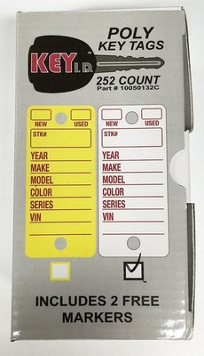 Poly Key Tags White Box Of 252 PCS With Metal Key Rings Identification