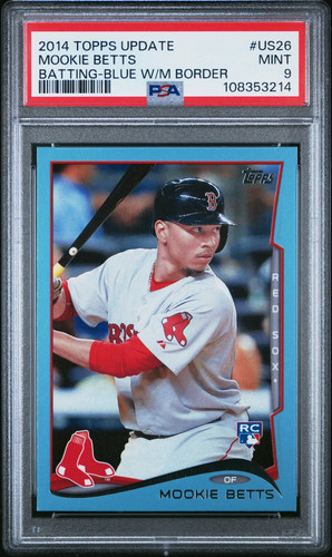 2014 Topps Update Mookie Betts #US26 Batting Blue W M Border PSA 9