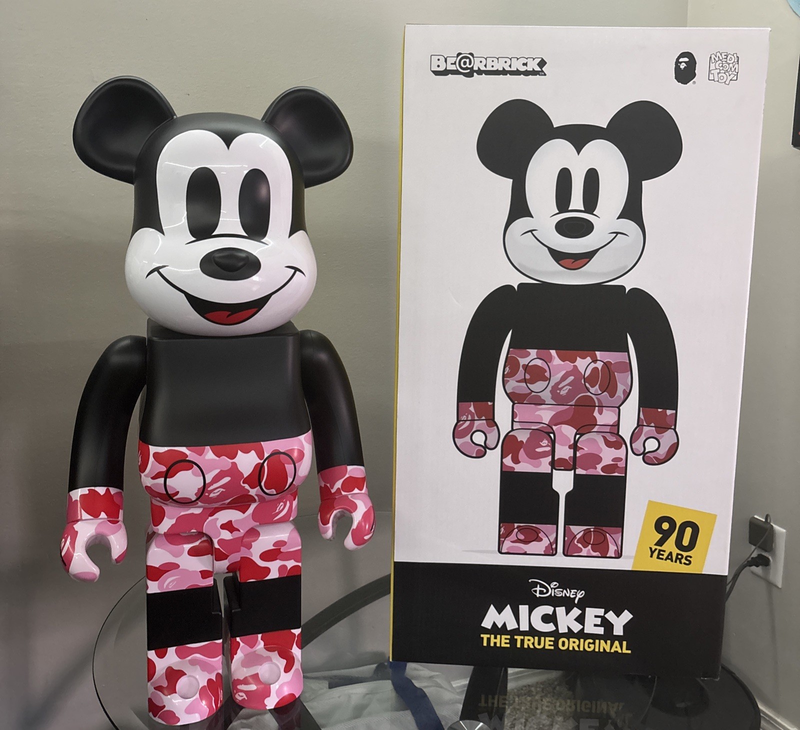 A BATHING APE Mickey Mouse Pink/Black Camo 1000% BEARBRICK