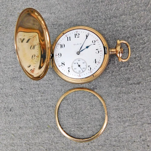 Vintage Elgin Gold Filled Closed Face Pocket Watch 50mm Clean Repair USA READ