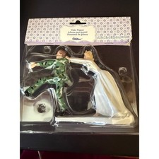 Wilton Funny Wedding Cake Topper Bride Pulling Groom in Camouflage Suit 101-1407