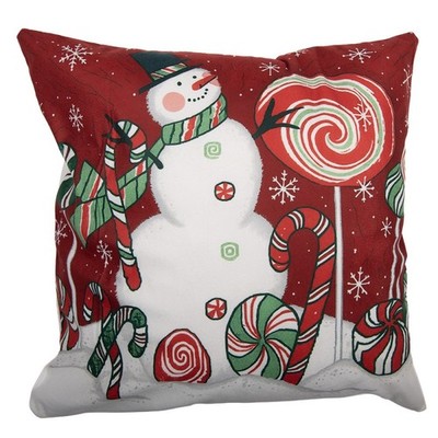 Clayre & Eef Kissenhülle ''Snowman s Candy Land''   Fröhliches Wintermotiv (45x45