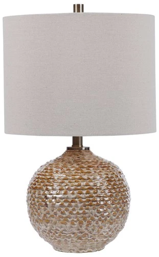 Rustic Accent Table Lamp 22" High Brown Taupe Ceramic Drum Shade for Living Room - Picture 2 of 8