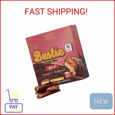 ChocZero Milk Chocolate Caramel & Shortbread Candy Bars   No Added Sugar, High F