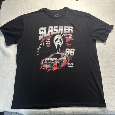 Black Ghostface Graphic T Shirt Slasher Racing Halloween Scream Size XL 96 Y2K