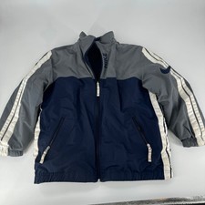 Kids Nike Windbreaker Jacket Colorblock Gray Navy White Size L 14-16 VTG