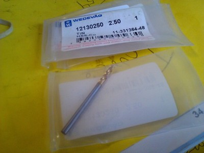 .0984'' 2.5mm HSCO TiN COATED SCREW MACHINE LENGTH DRILL