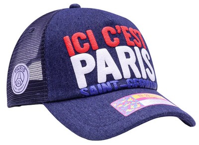 Fan Ink Paris Saint-Germain PSG ICI C'EST PARIS Blue Trucker Hat Cap Licensed