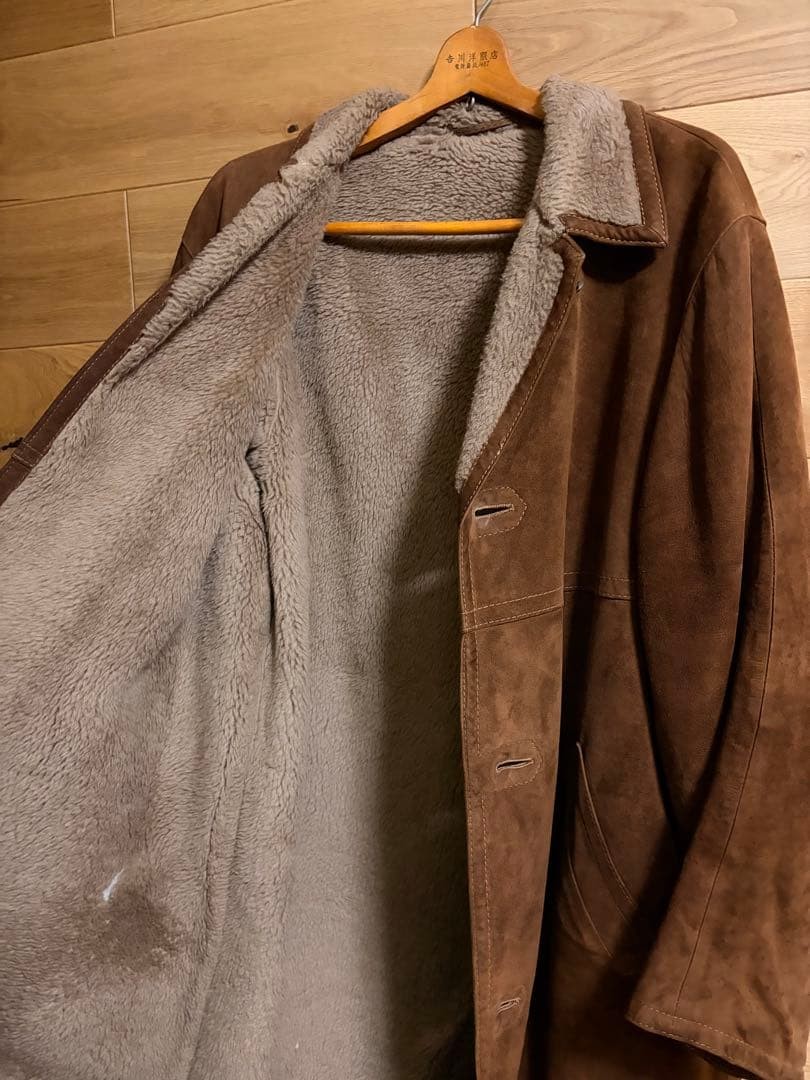 Genuine leather shearling coat suede boa jacket M size used thumbnail 3