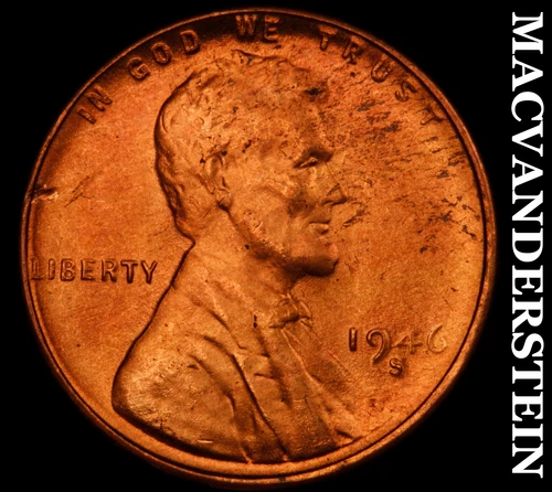 1946-S Lincoln Wheat Cent- Choice Gem Brilliant Uncirculated Luster #J4883