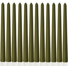 12 PCS 10 Inch Olive Green Taper Candles Unscented Dripless Smokeless Sticks