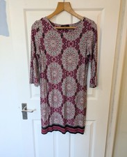 George Pink Mandala Pattern 3/4 Sleeve Ladies Dress Tunic Viscose Size 12