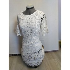 EUC Loveriche Little White Dress Sz M Crochet Lacey Bridal Shower Brunch Femme
