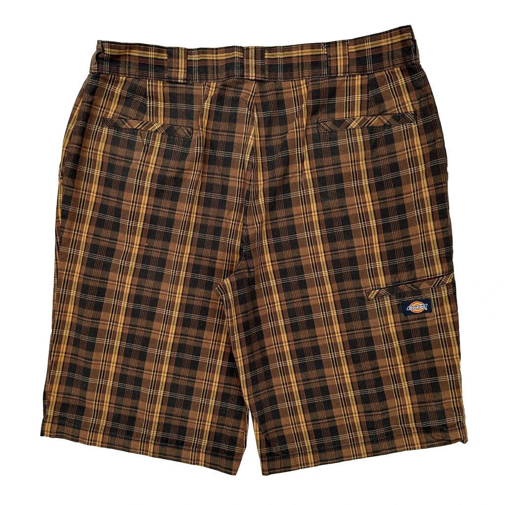 Dickies Checked Cargo Shorts - 38W 10L Black Cotton