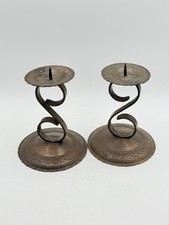 Pair Antique Georg Falk Nurnberg Hammered Copper Chambersticks Arts & Crafts