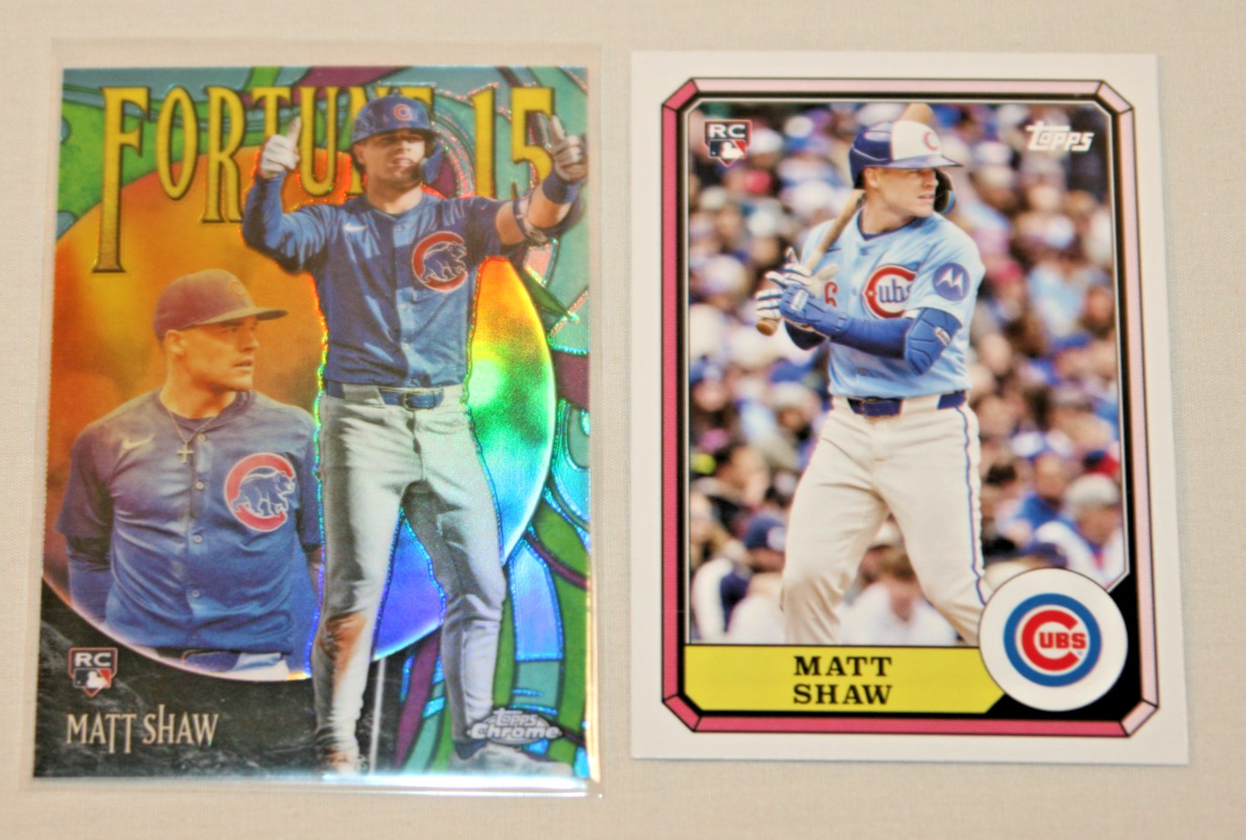 MATT SHAW (2) RC 2025 TOPPS CHROME UPDATE FORTUNE #F15-24 ARCHIVES BOARDWALK